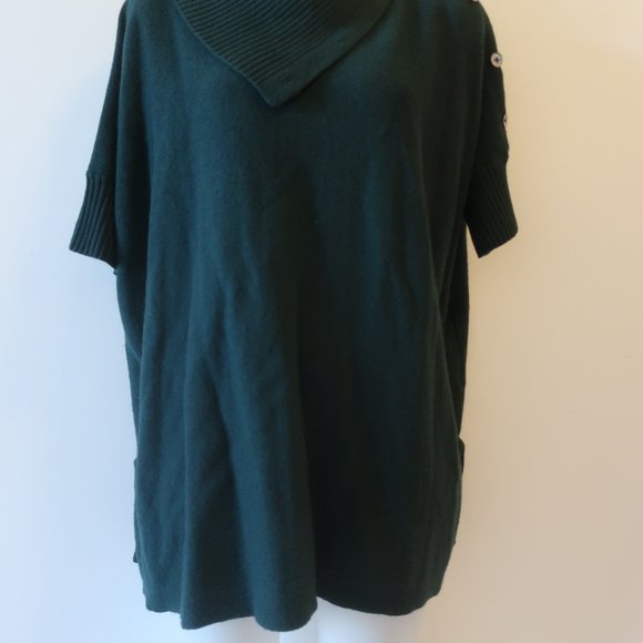 WOMENS GUIDO LOMBARDI GREEN WOOL CASHMERE BLEND SHORT SLEEVE SWEATER S * - Picture 6 of 14